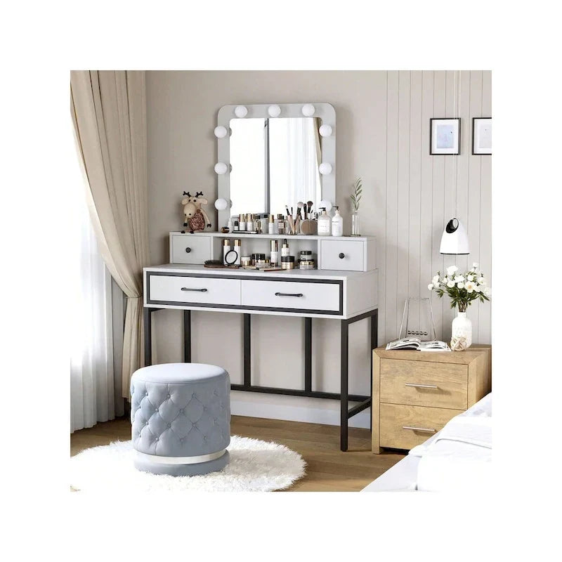 Coiffeuse Sunvivi avec miroir hollywoodien éclairé à intensité variable 3 couleurs
