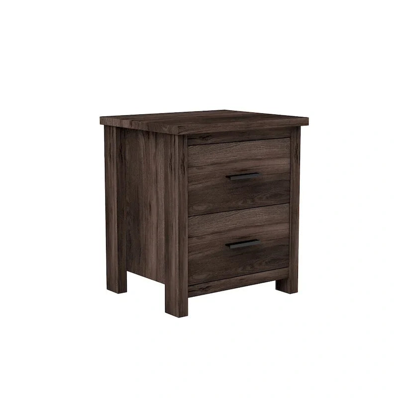 Table de chevet vintage en bois à deux tiroirs, grand espace de rangement