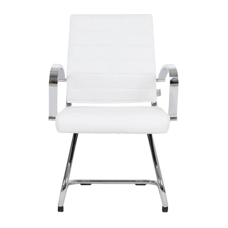 Chaise de bureau en cuir avec base luge en acier inoxydable Série Benmar par LeisureMod