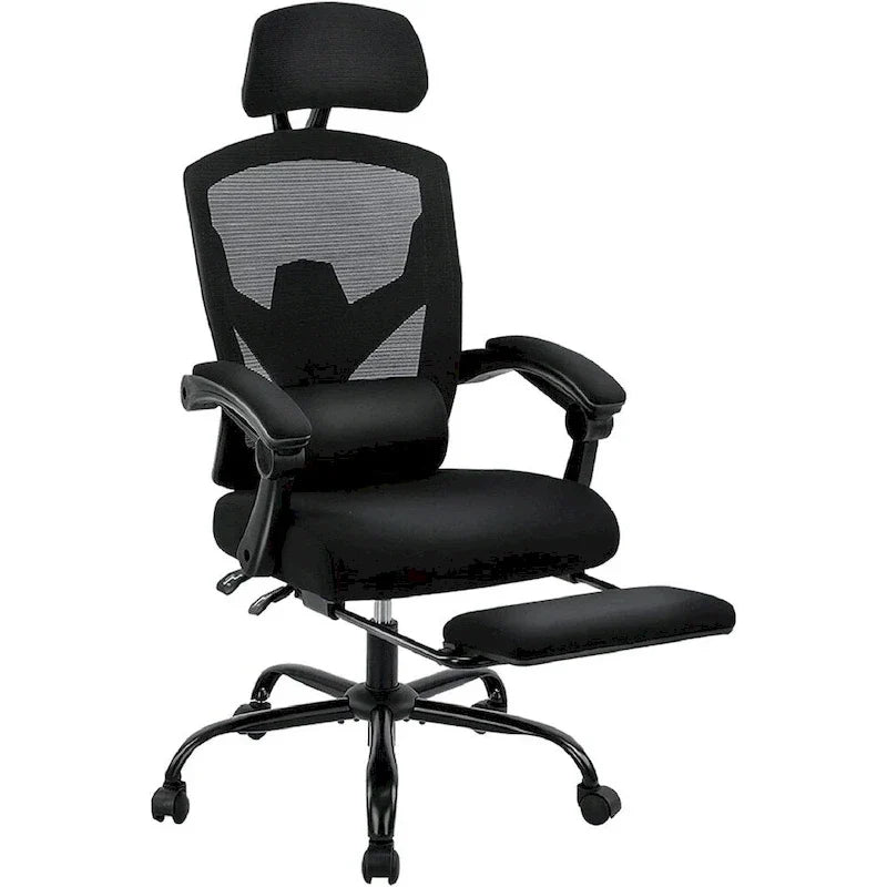 Chaise de bureau à domicile avec repose-pieds, chaises inclinables en maille à dossier haut avec appuie-tête pour la maison, le bureau, le jeu, les étudiants
