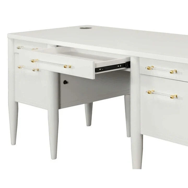 Bureau contemporain demi-piédestal, bureau, bureau d'appoint, blanc
