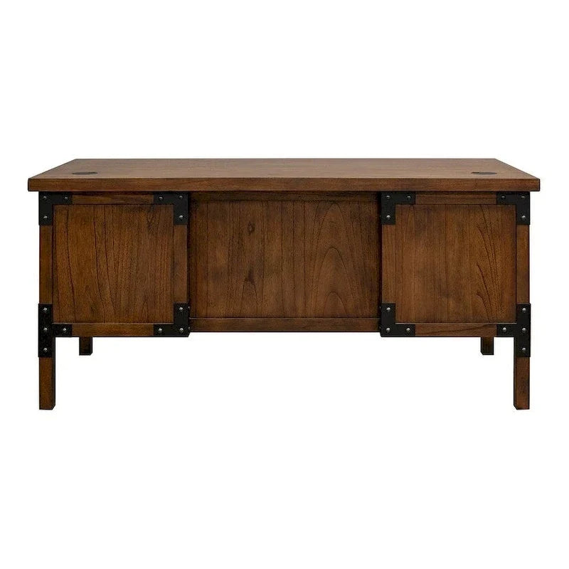 Bureau de direction Addison Rustic à demi-piédestal, table d'écriture, bureau, marron