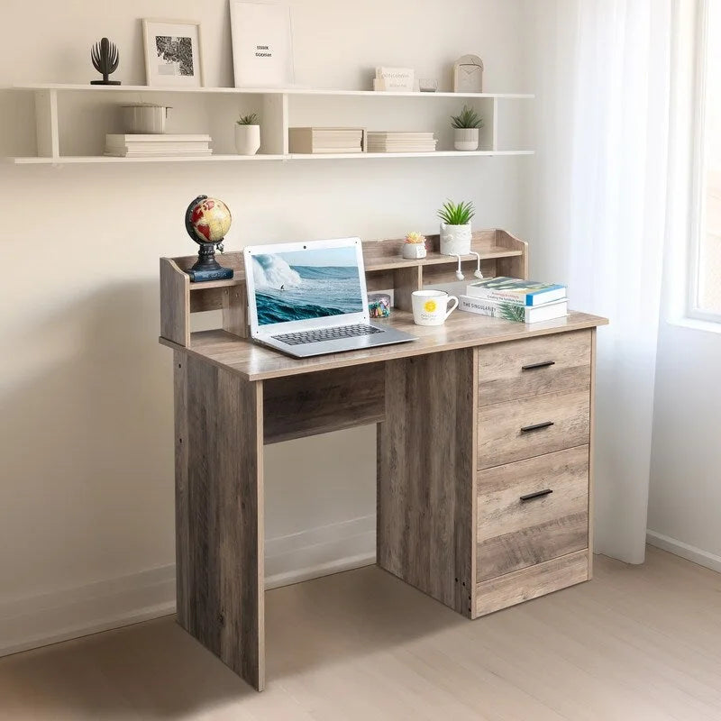 43.31 3 tiroirs bureau d'ordinateur en bois avec armoire de classement