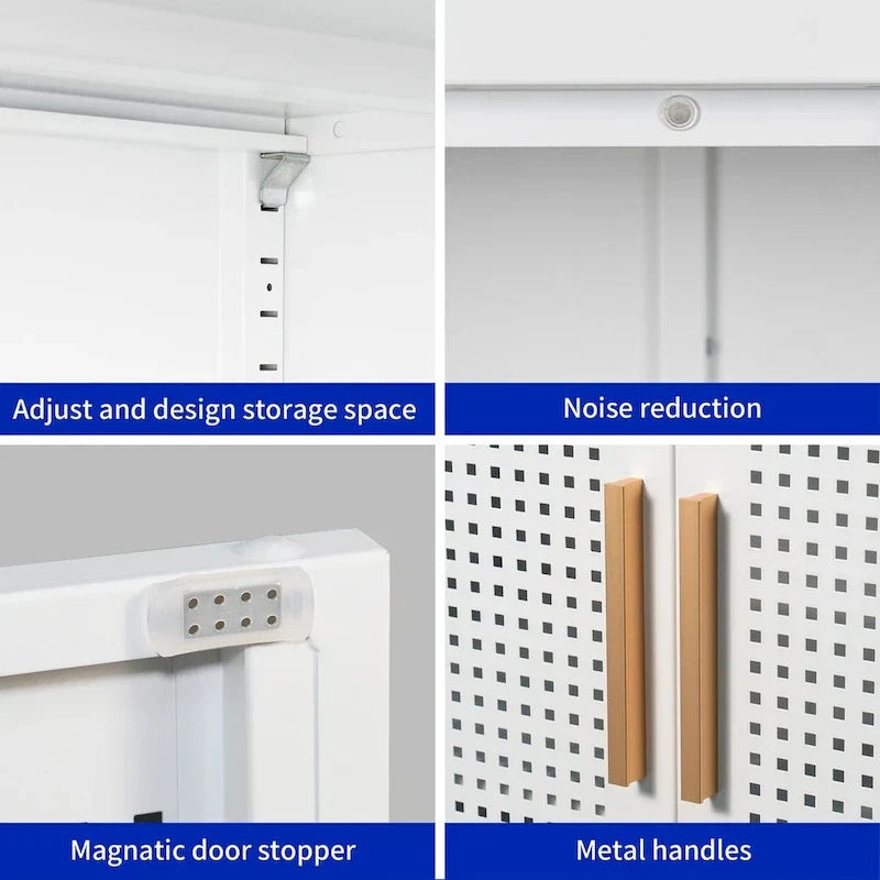 Armoire de rangement métallique avec 2 portes et 2 étagères réglables, armoire de rangement de garage verrouillable en acier, armoire de classement en métal