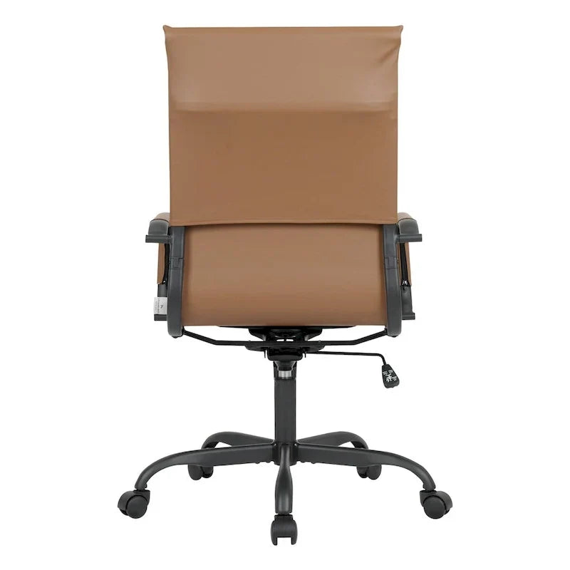 Chaise de bureau pivotante à dossier haut réglable en cuir côtelé Harris avec cadre en métal noir pour la maison, la salle de conférence ou le bureau