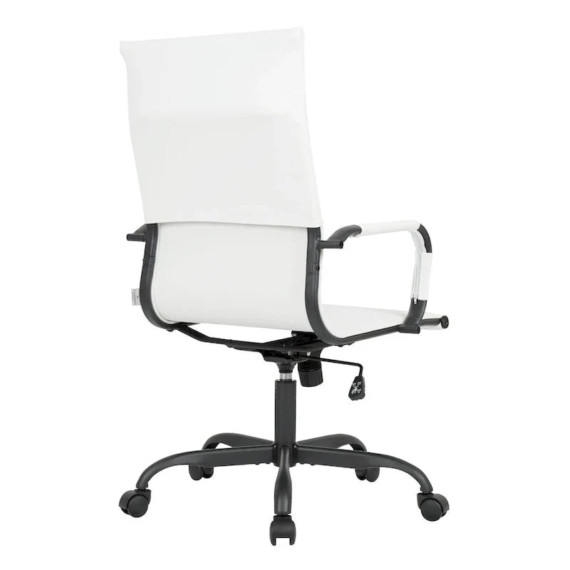 Chaise de bureau pivotante à dossier haut réglable en cuir côtelé Harris avec cadre en métal noir pour la maison, la salle de conférence ou le bureau