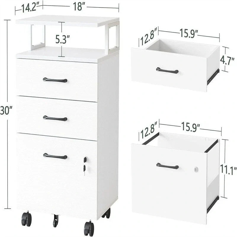 Classeur roulant à 3 tiroirs - 6,3P x 30,12L x 21,65H
