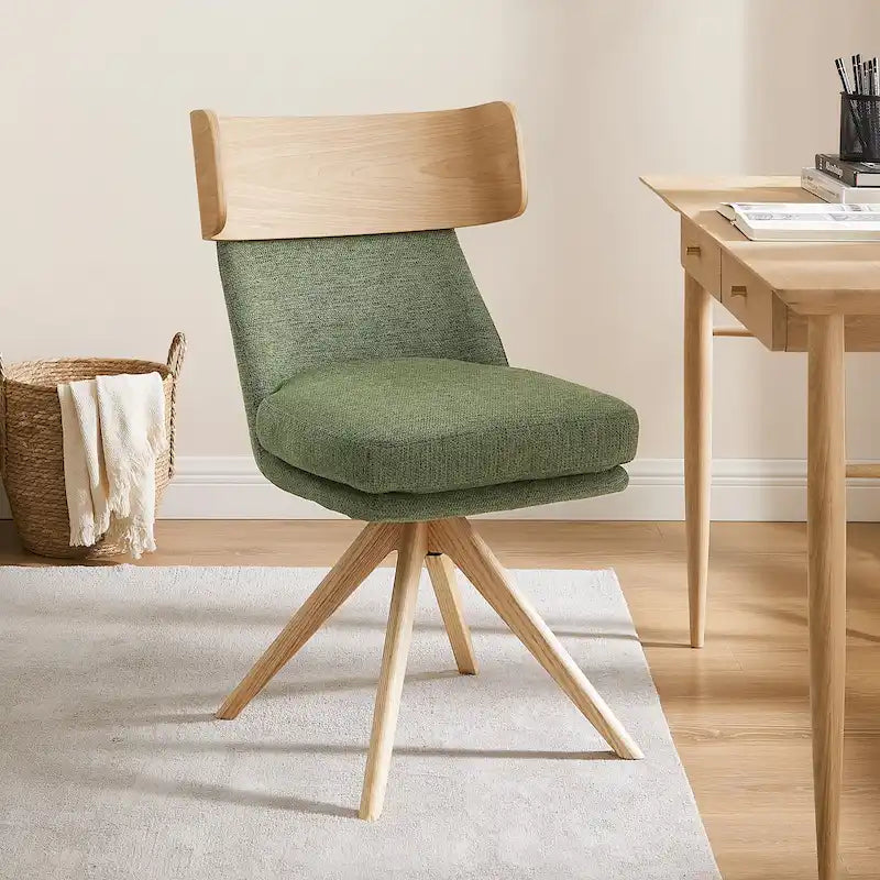 Chaise de bureau pivotante Art Leon en bois et tissu