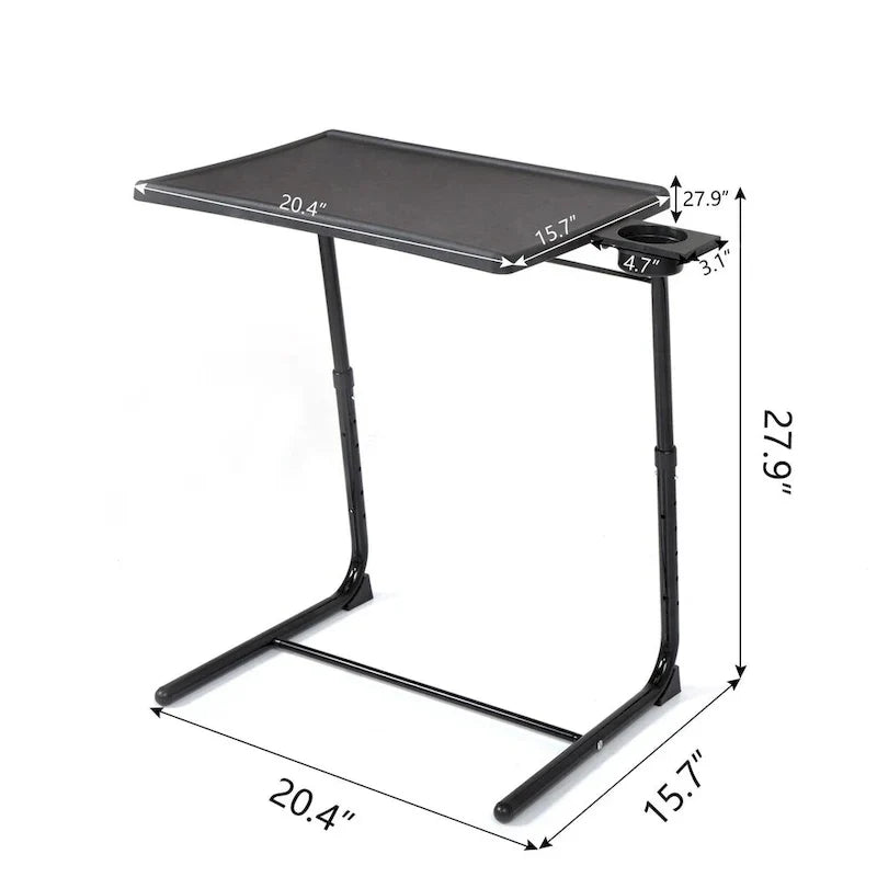 Table de lit pliante, Table d'appoint pour ordinateur portable, Hauteur réglable, Porte-gobelet