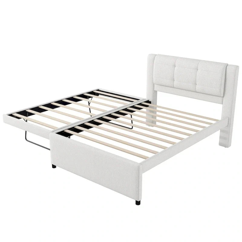 Lit plateforme tapissé Merax de taille standard avec lit gigogne