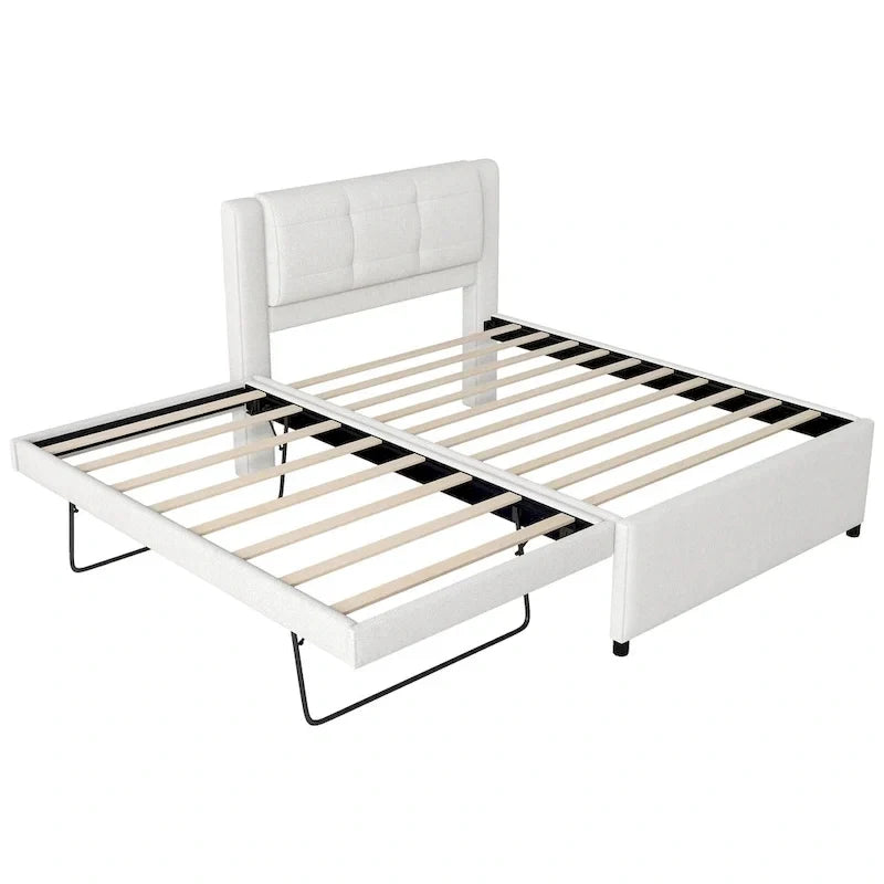 Lit plateforme tapissé Merax de taille standard avec lit gigogne