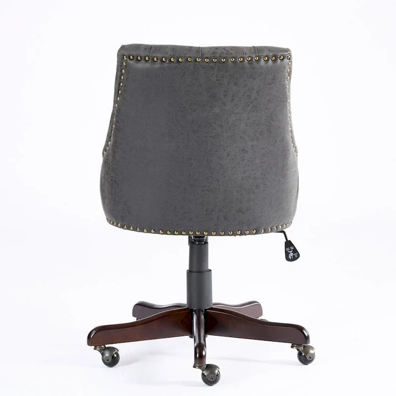Fauteuil de bureau à domicile en tissu à motif peau de mouton de style rétro médiéval avec fonctions de levage, de pivotement et d'inclinaison
