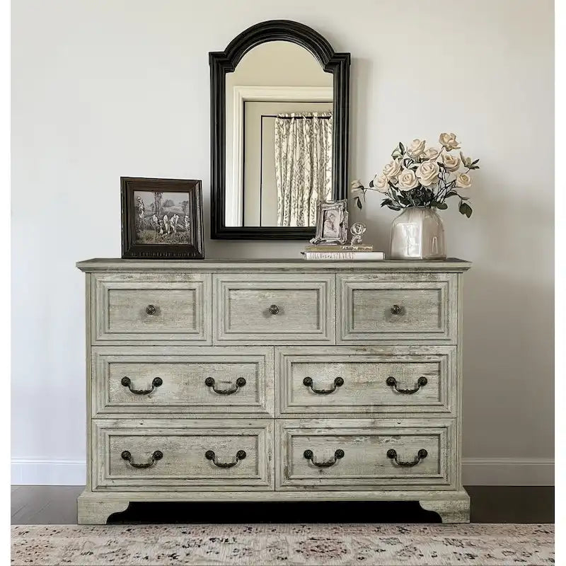 Commode de chambre à 7 tiroirs au style rustique