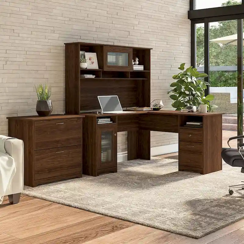Bureau en L Cabot 60 W avec huche et classeur de Bush Furniture