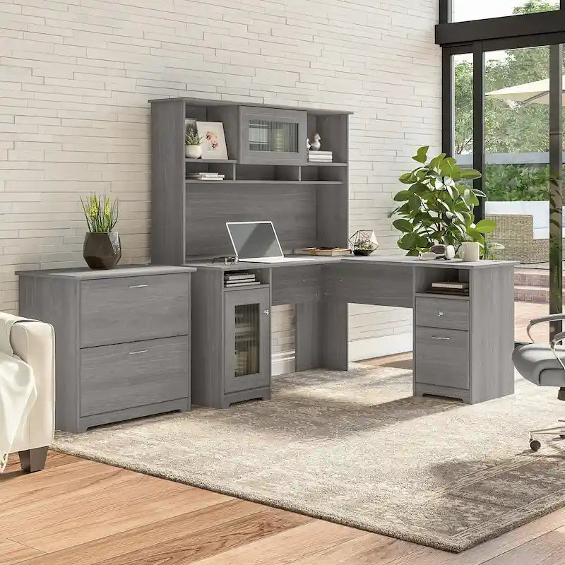 Bureau en L Cabot 60 W avec huche et classeur de Bush Furniture