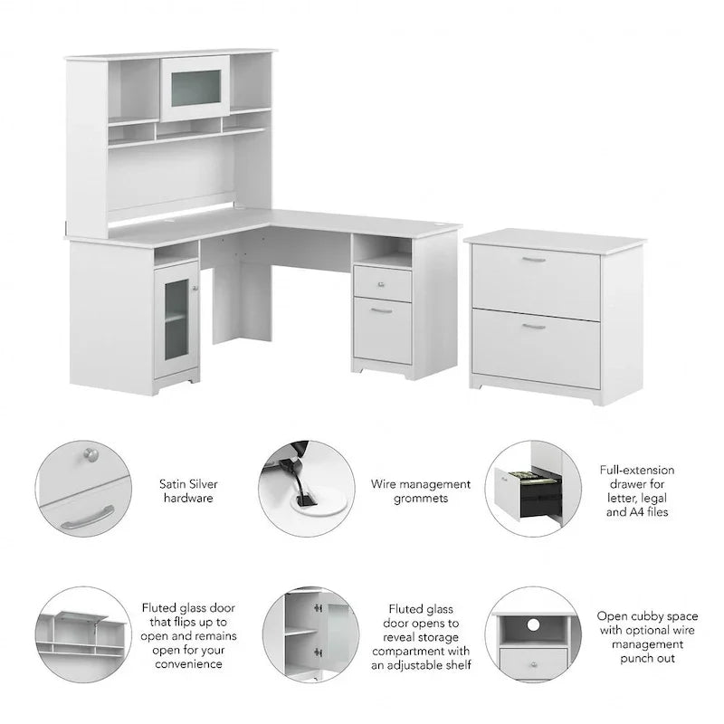 Bureau en L Cabot 60 W avec huche et classeur de Bush Furniture