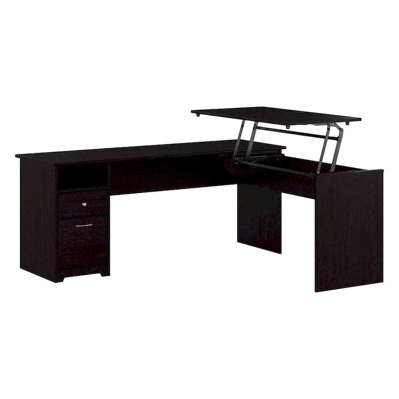 Bureau assis-debout en L à 3 positions de 72 W de Bush Furniture