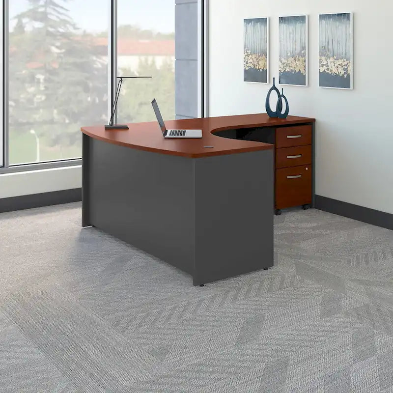 Bureau d'angle droit en L avec tiroirs de Bush Business Furniture, série C