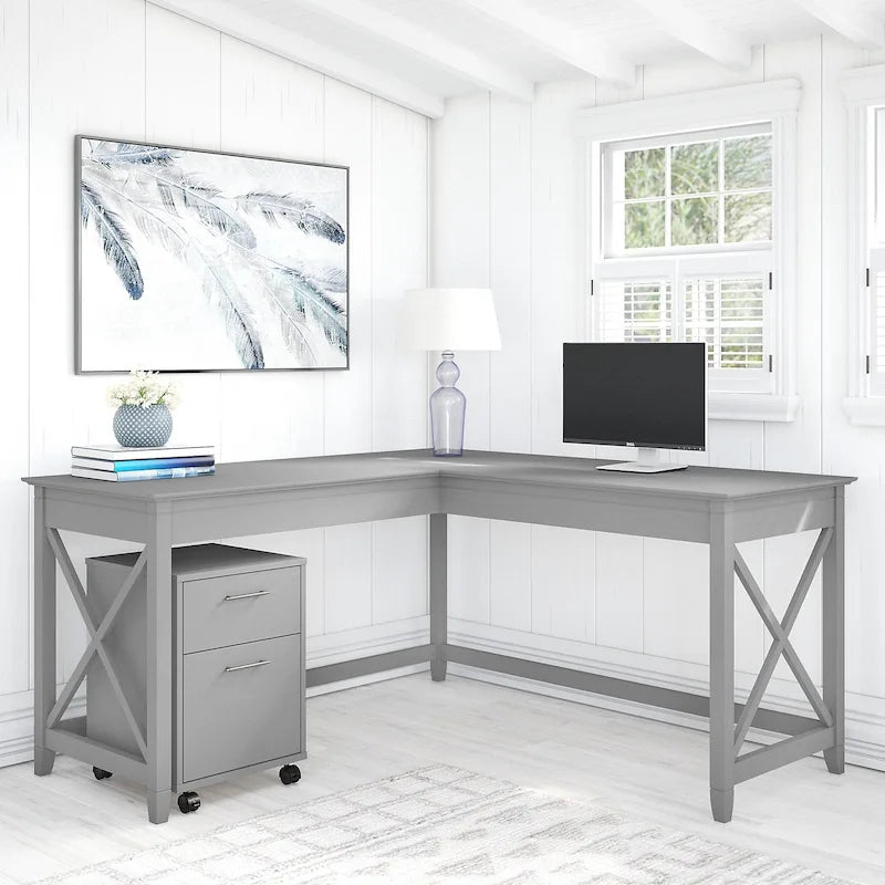 Bureau en L 60 W Key West avec classeur mobile de Bush Furniture