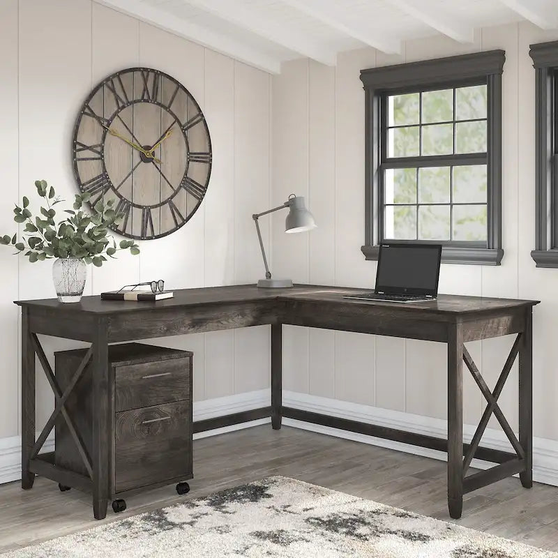 Bureau en L 60 W Key West avec classeur mobile de Bush Furniture