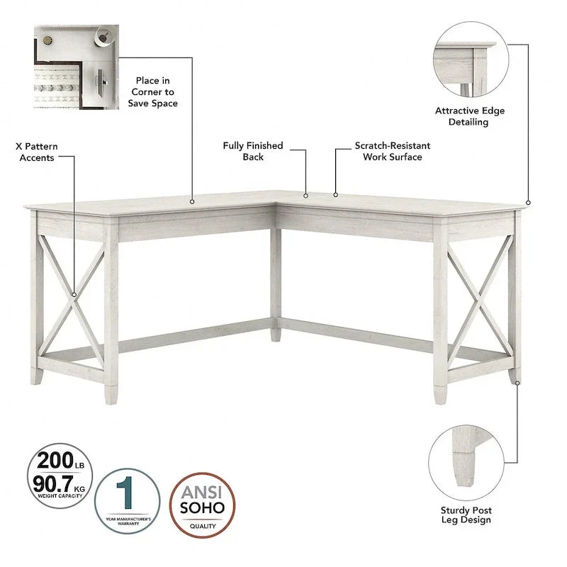 Bureau en L 60 W Key West avec classeur mobile de Bush Furniture