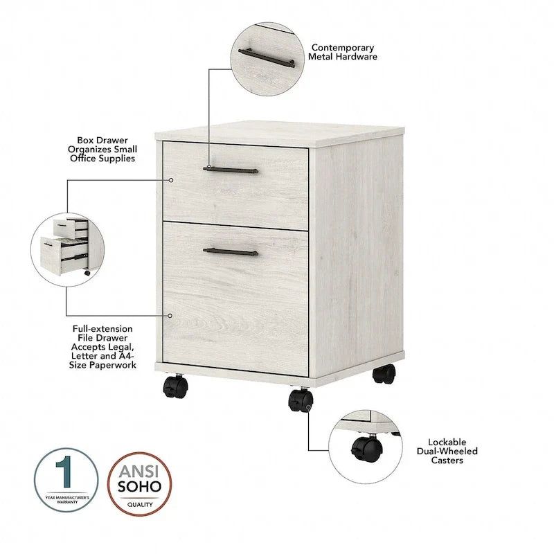 Bureau en L 60 W Key West avec classeur mobile de Bush Furniture