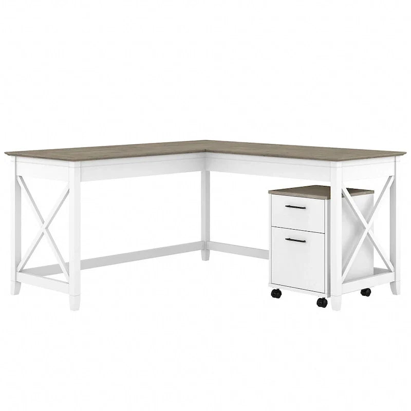 Bureau en L 60 W Key West avec classeur mobile de Bush Furniture