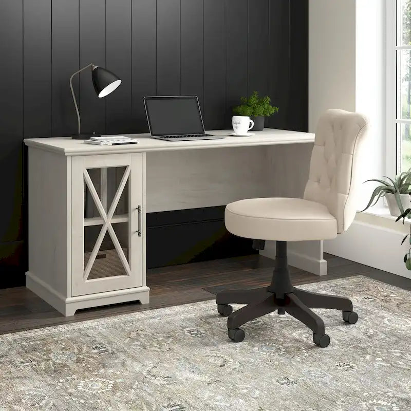 Bureau de style campagnard 60 W Lennox avec armoire de rangement de Bush Furniture