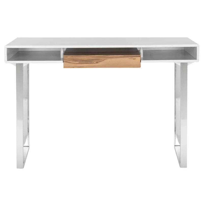 SAFAVIEH Bettyjane Bureau d'ordinateur moderne blanc/chrome
