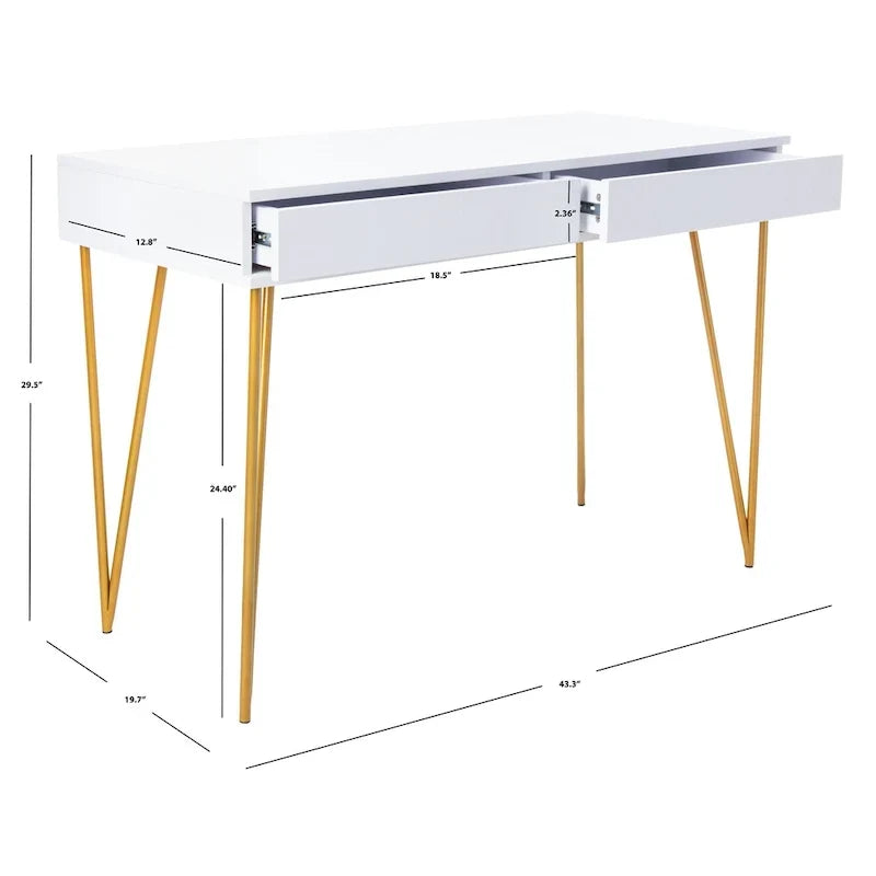 SAFAVIEH Ladonna Bureau 2 tiroirs en pin naturel