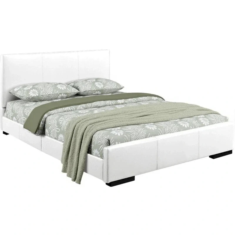 Cadre de lit king-size en similicuir blanc HomeRoots