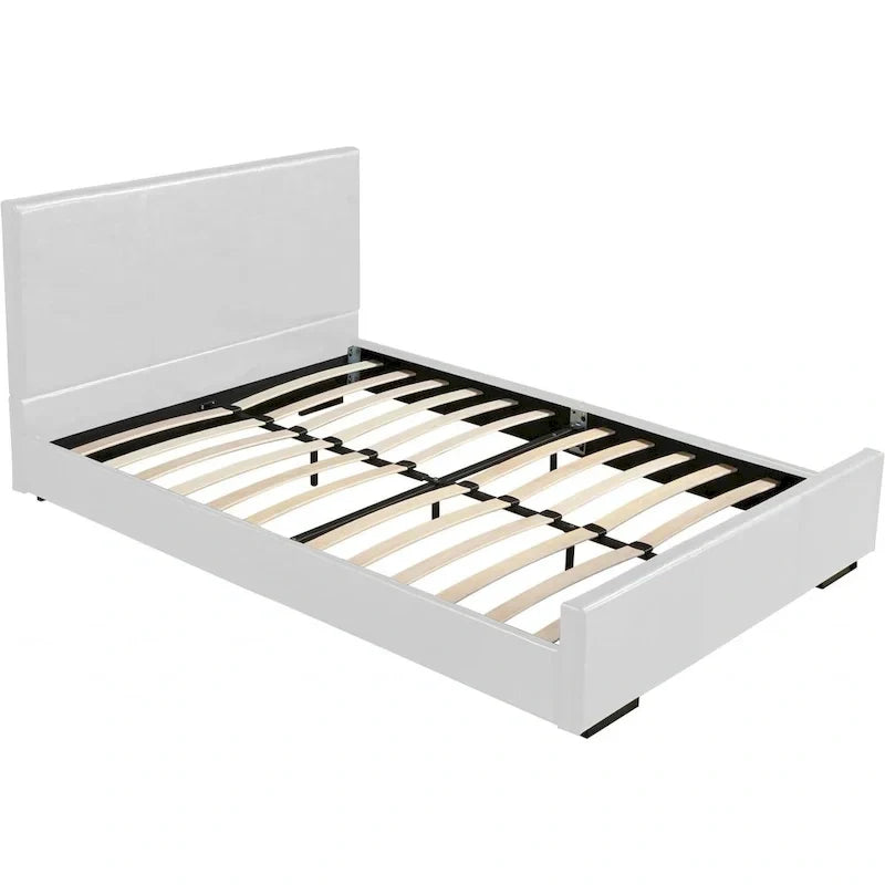 Cadre de lit king-size en similicuir blanc HomeRoots