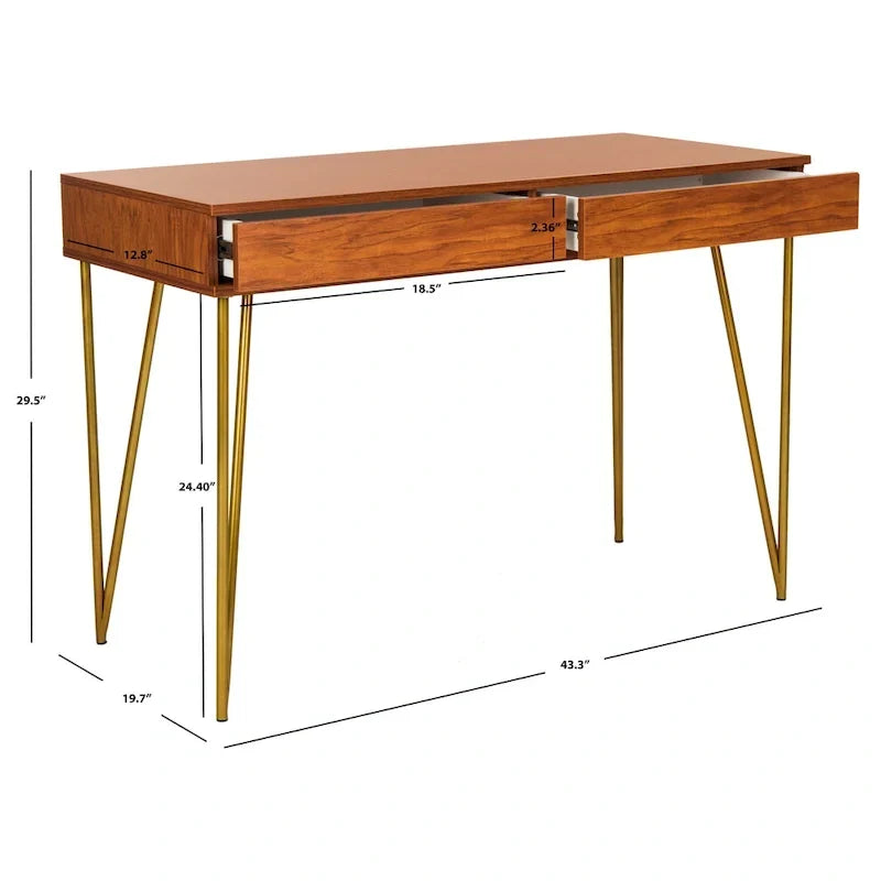 Bureau 2 tiroirs SAFAVIEH Pine Naturel