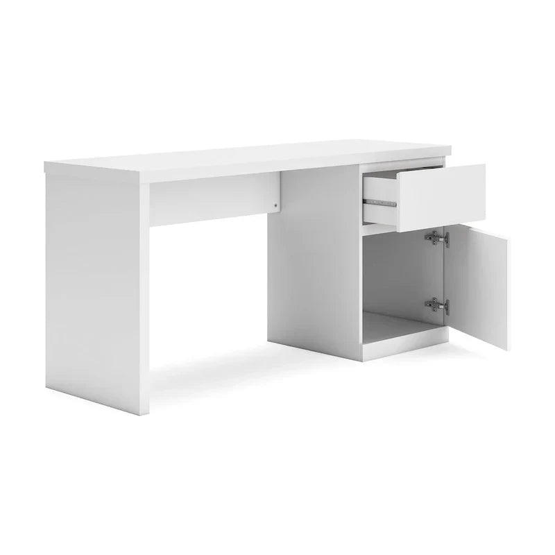 Bureau Onira, plateau rectangulaire de 152 cm avec tiroir, bois blanc
