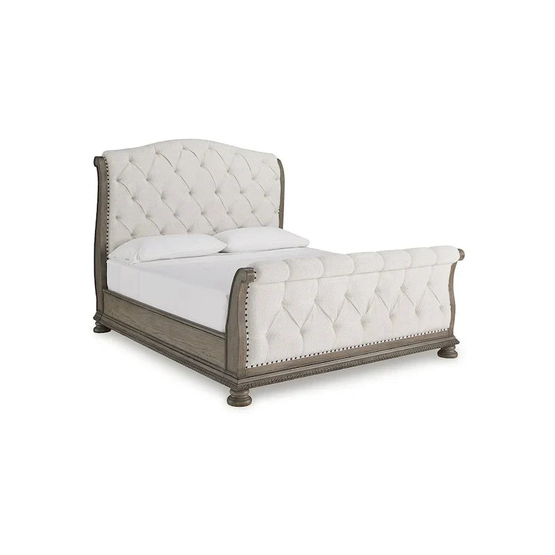 Lit traîneau rembourré Signature Design by Ashley Ardenfield marron clair/beige