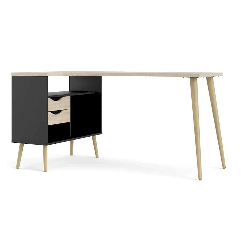 Bureau d'angle 2 tiroirs 3 étagères Carson Carrington Kristiansund