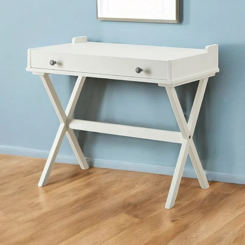 HomeRoots 34 Table de travail à plateau rabattable en bois blanc vieilli