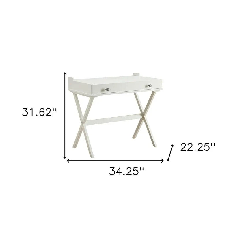 HomeRoots 34 Table de travail à plateau rabattable en bois blanc vieilli