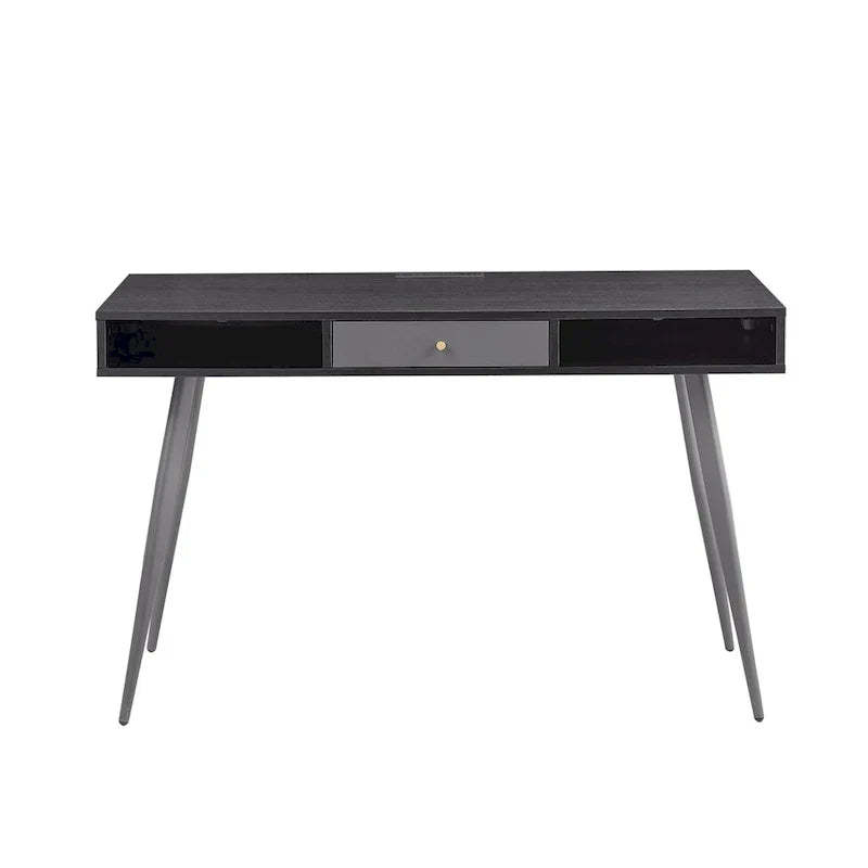 Bureau du milieu du siècle avec ports USB et prise de courant, bureau d'étude moderne avec tiroirs, bureau d'ordinateur pour la maison
