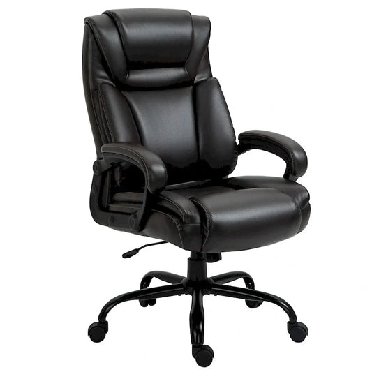 Fauteuil de bureau exécutif avec siège large, chaise de bureau d'ordinateur à dossier haut, hauteur réglable et roulettes pivotantes