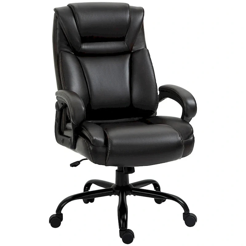 Fauteuil de bureau exécutif avec siège large, chaise de bureau d'ordinateur à dossier haut, hauteur réglable et roulettes pivotantes