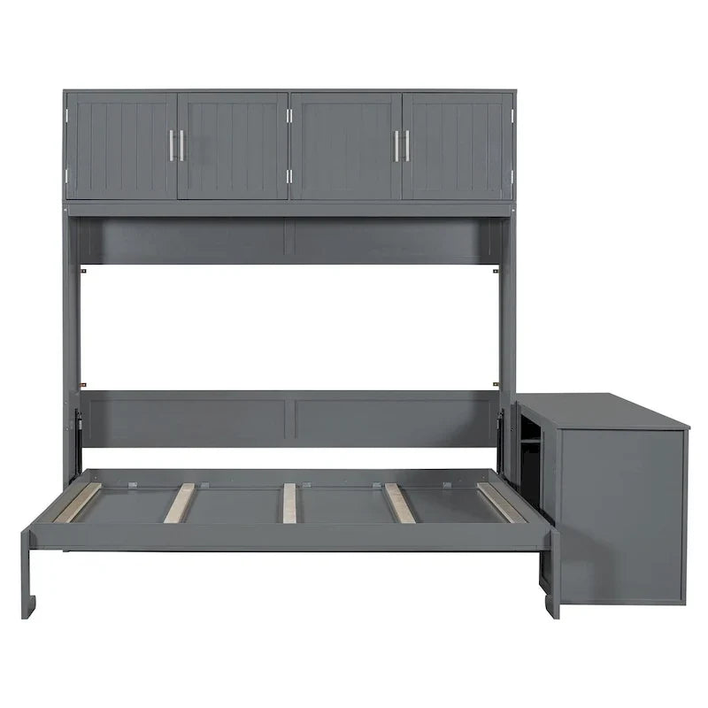Lit escamotable Queen Size avec ascenseur, placards de rangement et bureau convertible
