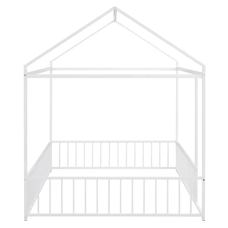 Cadre de lit en métal pleine grandeur avec clôture, pour enfants, adolescents, filles et garçons