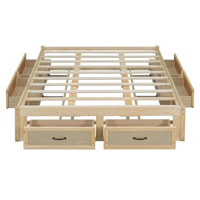 Lit plate-forme Queen Size avec 6 tiroirs de rangement