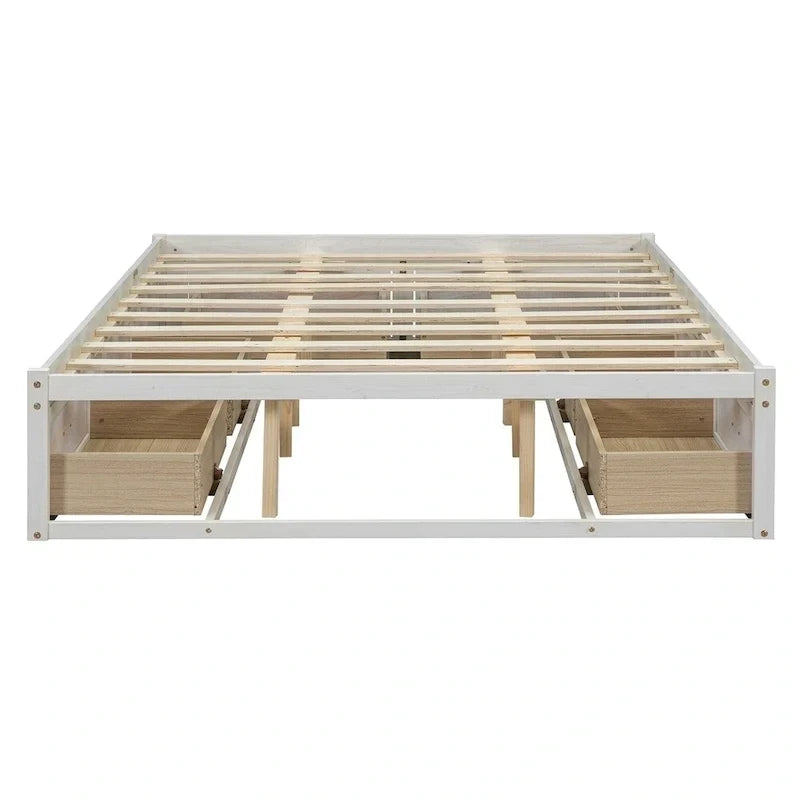 Lit plate-forme Queen Size avec 6 tiroirs de rangement