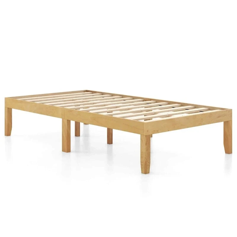 Cadre de lit plateforme en bois Costway, tailles jumeau/double/grand, 14 lattes, avec caoutchouc