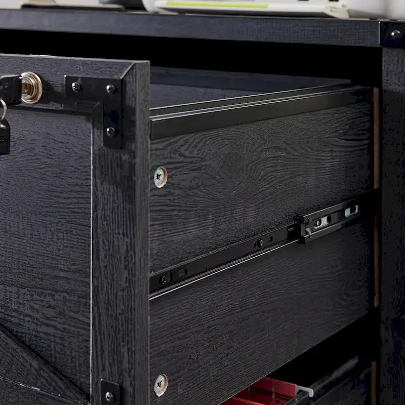 Farmhouse 2 Drawer File Cabinet, Lateral Filing Cabinet with Lock