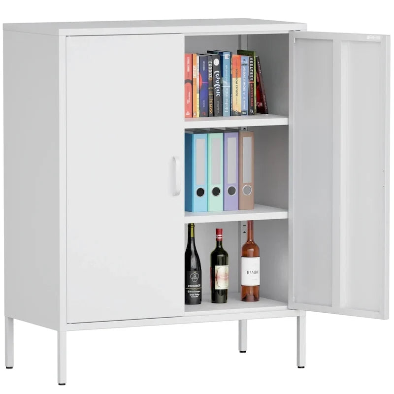 Casier de rangement métallique de 101,6 cm de haut, avec 2 portes, adapté aux maisons, bureaux et cafés.