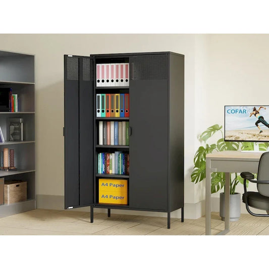 Casier de rangement métallique de 180 cm de haut avec 4 étagères réglables et 5 niveaux, idéal pour la maison et le bureau