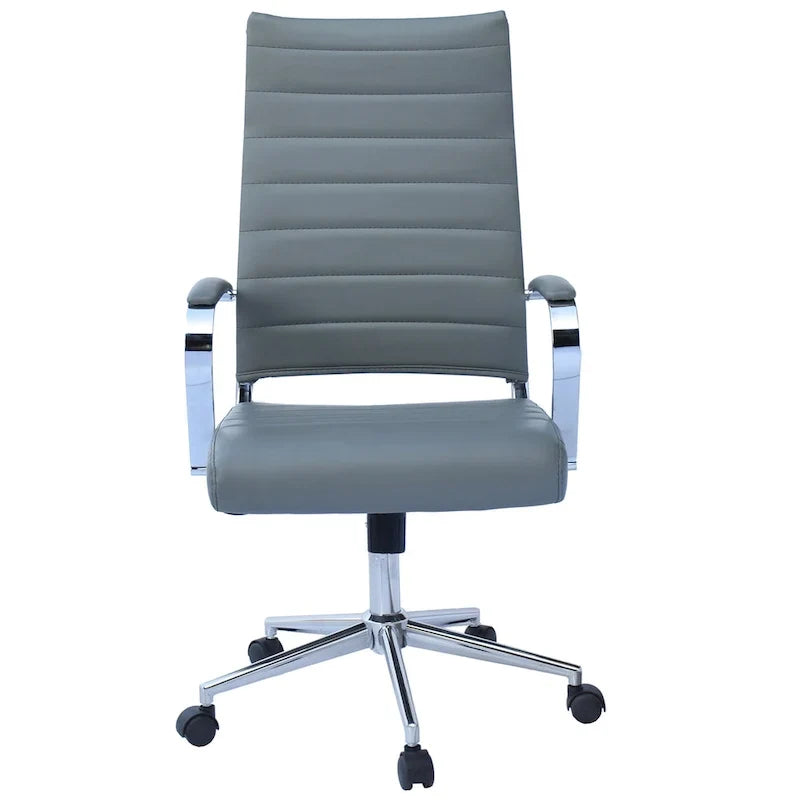 Fauteuil de bureau moderne à dossier haut en cuir PU nervuré, inclinable pour salle de conférence, ordinateur, chef, tâche de direction, patron